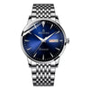 Men's Stainless Steel Business Quartz Watch Full Automatic Double Calendar Luminous Waterproof Round Dial