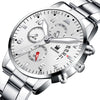 Men's Stainless Steel Business Quartz Watch With Round Dial And Fake Threeeye Design
