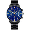 Men's Stainless Steel Business Quartz Watch With Round Dial And Fake Threeeye Design