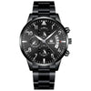 Men's Stainless Steel Business Quartz Watch With Round Dial And Fake Threeeye Design