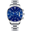 Men's Stainless Steel Business Quartz Watch With Round Dial And Printed Logo