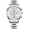 Men's Stainless Steel Business Quartz Watch With Round Dial And Printed Logo