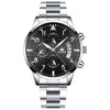 Men's Stainless Steel Business Quartz Watch With Round Dial And Printed Logo