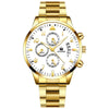 Men's Stainless Steel Business Quartz Watch With Round Dial And Printed Logo