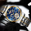Men's Stainless Steel Business Round Dial Waterproof Quartz And Tourbillon Watch