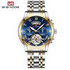 Men's Stainless Steel Business Round Dial Waterproof Quartz And Tourbillon Watch