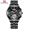 Men's Stainless Steel Business Round Dial Waterproof Quartz And Tourbillon Watch