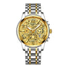 Men's Stainless Steel Business Round Quartz Automatic Watch With Luminous Calendar Waterproof And Hollow Design