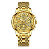 Men's Stainless Steel Business Round Quartz Automatic Watch With Luminous Calendar Waterproof And Hollow Design