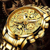 Men's Stainless Steel Business Round Quartz Automatic Watch With Luminous Calendar Waterproof And Hollow Design