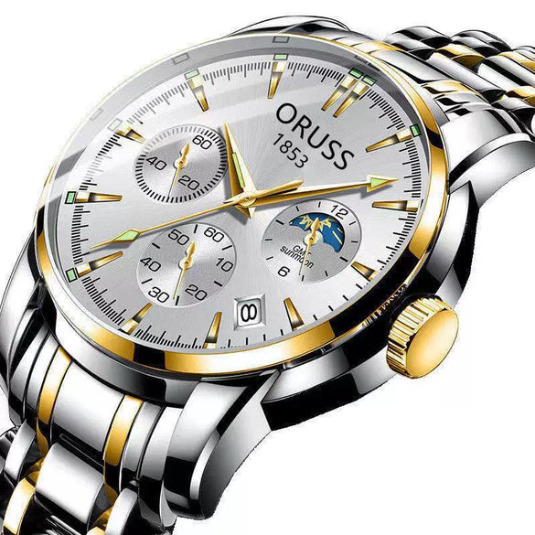 Men's Stainless Steel Business Style Rectangle Dial Automatic Movement Waterproof Luminous Watch