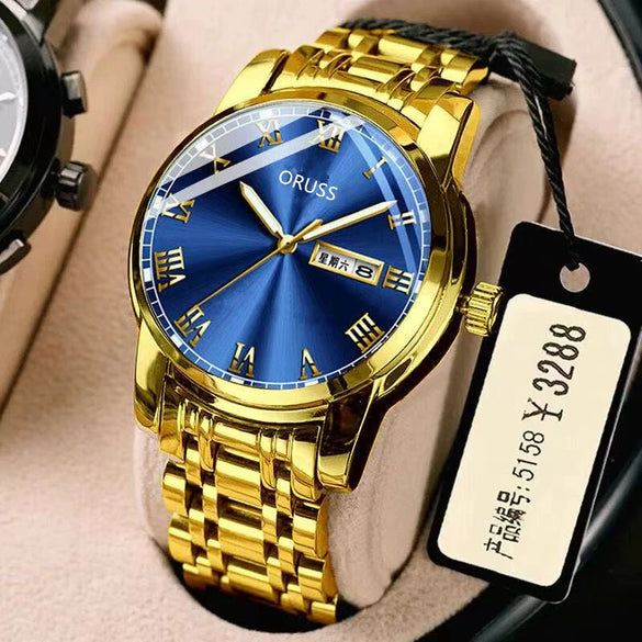 Men's Stainless Steel Business Style Round Dial Waterproof Watch With Automatic Movement And Luminous Calendar