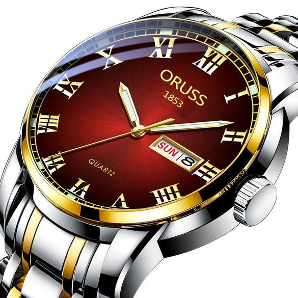 Men's Stainless Steel Business Style Round Dial Waterproof Watch With Automatic Movement And Luminous Calendar