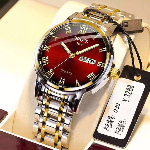 Men's Stainless Steel Business Style Round Dial Waterproof Watch With Automatic Movement And Luminous Calendar