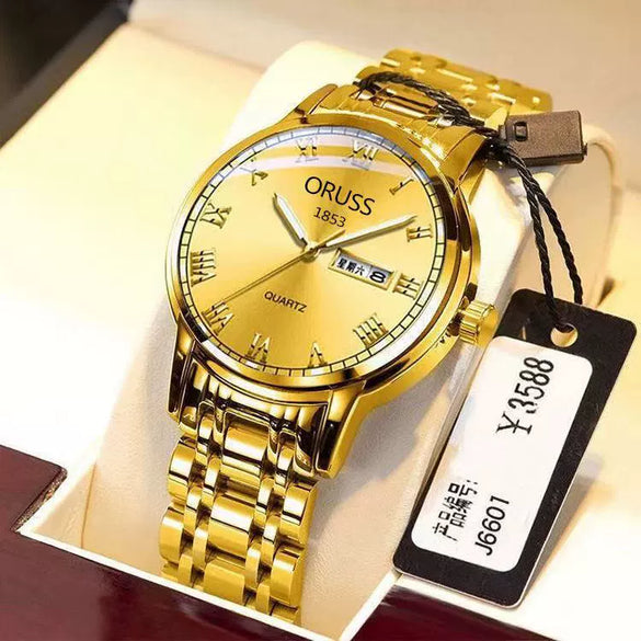 Men's Stainless Steel Business Style Round Dial Waterproof Watch With Automatic Movement And Luminous Calendar