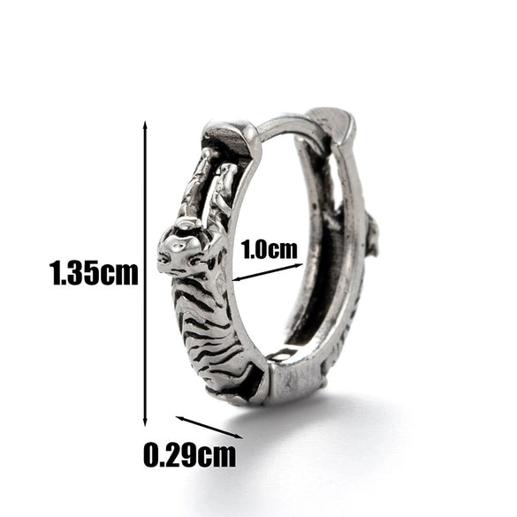 Men's Stainless Steel Cast Piercing Earrings With Tiger Cross Fivepointed Star Geometric Pattern And Polishing Process