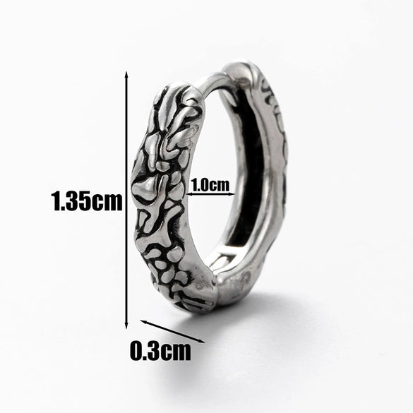 Men's Stainless Steel Cast Piercing Earrings With Tiger Cross Fivepointed Star Geometric Pattern And Polishing Process