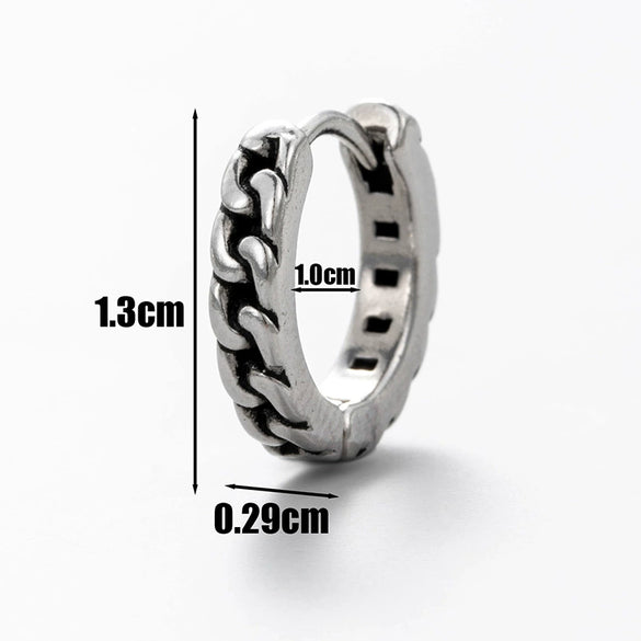 Men's Stainless Steel Cast Piercing Earrings With Tiger Cross Fivepointed Star Geometric Pattern And Polishing Process