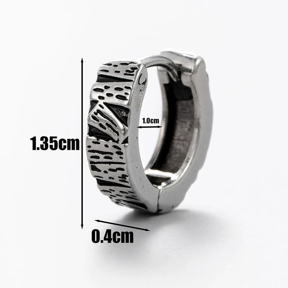 Men's Stainless Steel Cast Piercing Earrings With Tiger Cross Fivepointed Star Geometric Pattern And Polishing Process