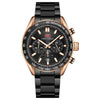 Men's Stainless Steel Casual Quartz Watch Round Dial Waterproof Mineral Reinforced Glass Mirror Bilateral Button Buckle