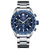 Men's Stainless Steel Casual Quartz Watch Round Dial Waterproof Mineral Reinforced Glass Mirror Bilateral Button Buckle