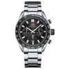 Men's Stainless Steel Casual Quartz Watch Round Dial Waterproof Mineral Reinforced Glass Mirror Bilateral Button Buckle