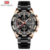 Men's Stainless Steel Casual Quartz Watch Round Dial Waterproof Mineral Reinforced Glass Mirror Bilateral Button Buckle
