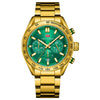 Men's Stainless Steel Casual Quartz Watch Round Dial Waterproof Mineral Reinforced Glass Mirror Bilateral Button Buckle
