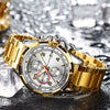 Men's Stainless Steel Casual Quartz Watch Round Dial Waterproof Mineral Reinforced Glass Mirror Bilateral Button Buckle