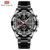 Men's Stainless Steel Casual Quartz Watch Round Dial Waterproof Mineral Reinforced Glass Mirror Bilateral Button Buckle
