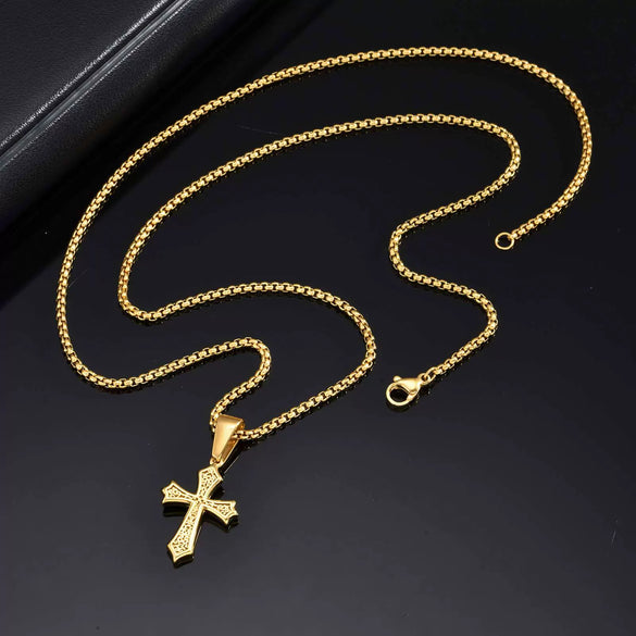 Men's Stainless Steel Cross Pendant Necklace Electroplated Fashion Style