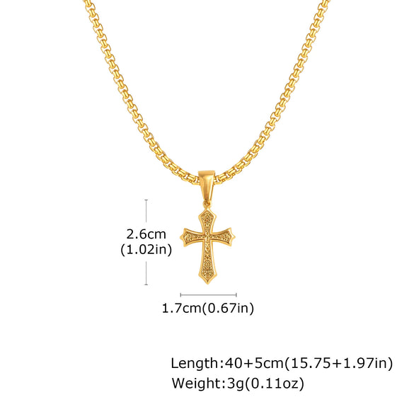 Men's Stainless Steel Cross Pendant Necklace Electroplated Fashion Style