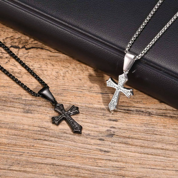 Men's Stainless Steel Cross Pendant Necklace Electroplated Fashion Style