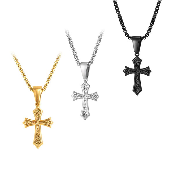 Men's Stainless Steel Cross Pendant Necklace Electroplated Fashion Style