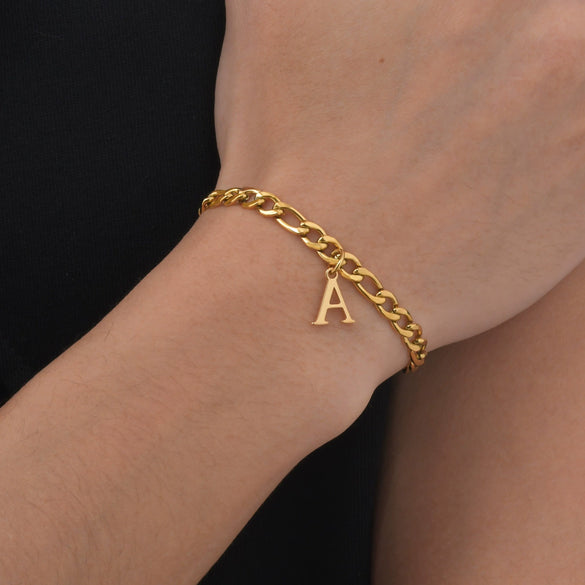 Men's Stainless Steel English Letter Bracelet With Polish Finish