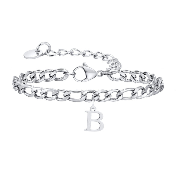 Men's Stainless Steel English Letter Bracelet With Polish Finish