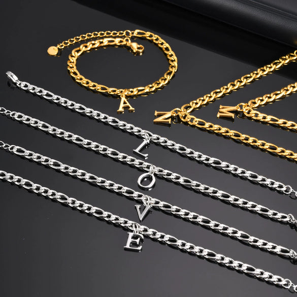 Men's Stainless Steel English Letter Bracelet With Polish Finish