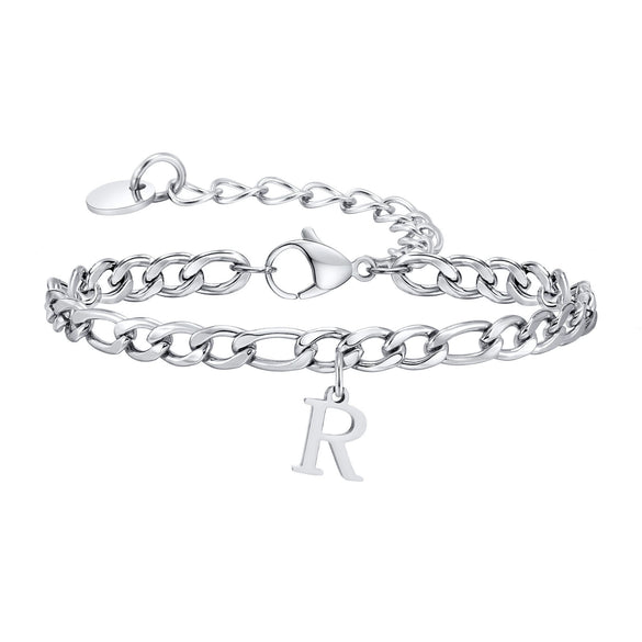 Men's Stainless Steel English Letter Bracelet With Polish Finish