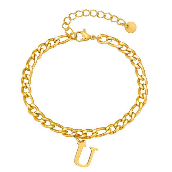 Men's Stainless Steel English Letter Bracelet With Polish Finish