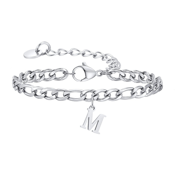 Men's Stainless Steel English Letter Bracelet With Polish Finish