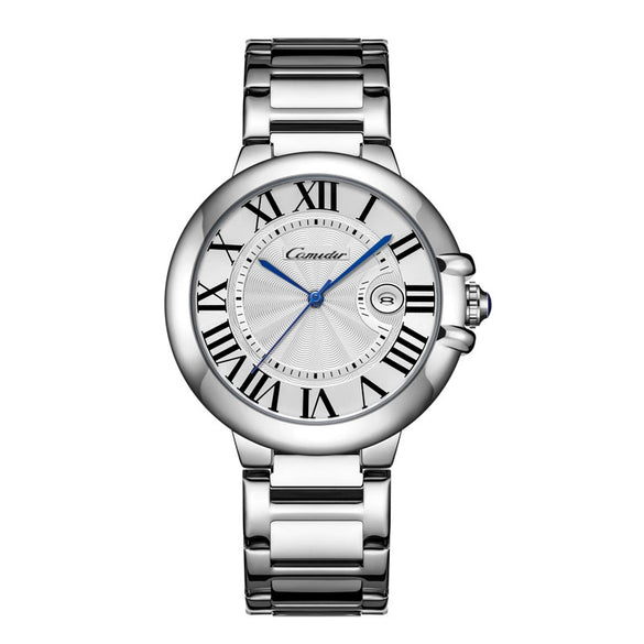 Men's Stainless Steel Fully Automatic Imitation Mechanical Round Dial Waterproof Business Watch