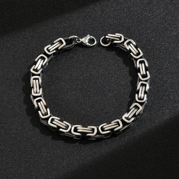 Men's Stainless Steel Geometric Chain Bracelet With Electroplated Finish Minimalist Hip Hop Style Fashion Accessory