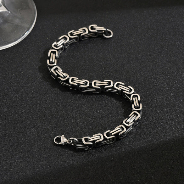 Men's Stainless Steel Geometric Chain Bracelet With Electroplated Finish Minimalist Hip Hop Style Fashion Accessory