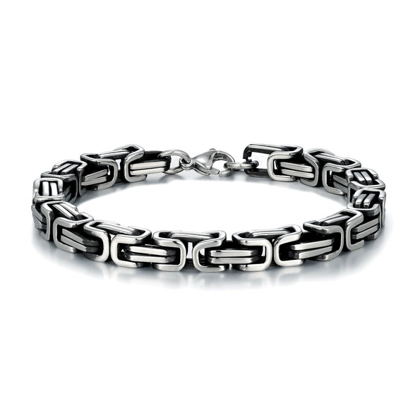 Men's Stainless Steel Geometric Chain Bracelet With Electroplated Finish Minimalist Hip Hop Style Fashion Accessory