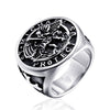 Men's Stainless Steel Geometric Cross And Eagle Ring Polished Metal Statement Ring For Unisex Wear