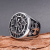 Men's Stainless Steel Geometric Cross And Eagle Ring Polished Metal Statement Ring For Unisex Wear
