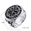 Men's Stainless Steel Geometric Cross And Eagle Ring Polished Metal Statement Ring For Unisex Wear