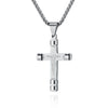 Men's Stainless Steel Geometric Cross Pendant Necklace With Polished Finish Trendy Personal Style Jewelry Gift