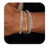 Men's Stainless Steel Geometric Cuban Chain Bracelet Set Electroplated Silver Tone Stacked Punk Fashion Accessories