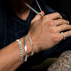 Men's Stainless Steel Geometric Cuban Chain Bracelet Set Electroplated Silver Tone Stacked Punk Fashion Accessories